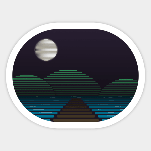 Pier at night Sticker by CreativeDB